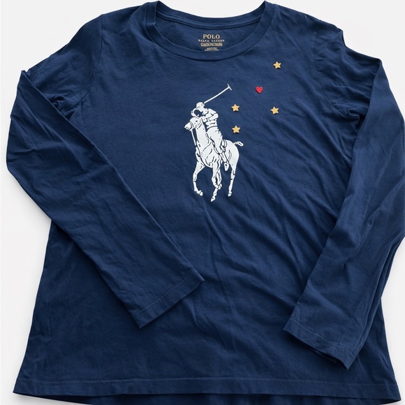 Polo by Ralph Lauren girl 12-14 years Blue Graphic Long Sleeve Tee - Picture 3 of 7